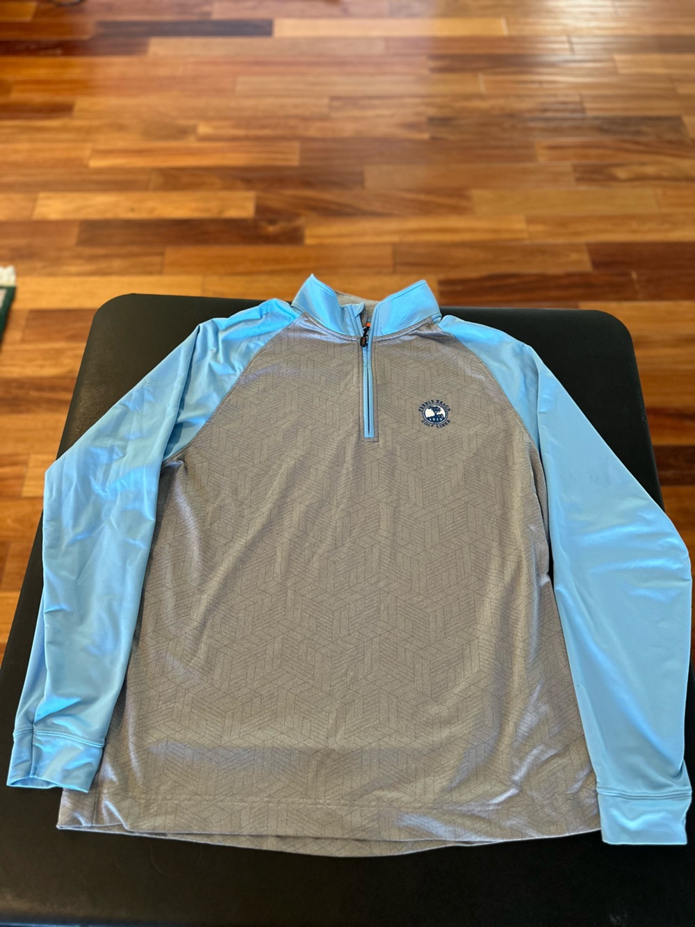 Cutter & Buck Men's Long Sleeve Swim Shirt - Light Blue and Gray Size XL